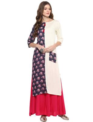 Purple printed rayon ethnic-kurtis 2