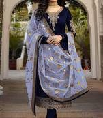 Blue embroidered faux georgette salwar