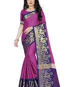 purple woven cotton saree with blouse