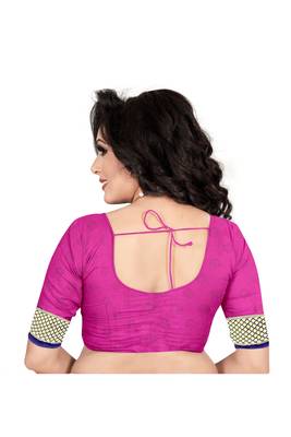 purple woven cotton saree with blouse 5