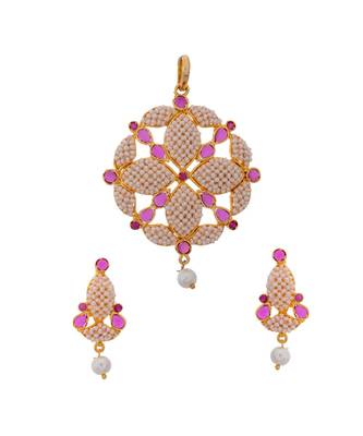 Traditional Rajasthani Pearl Beautiful Delicate Pendant Set 1