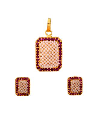 Traditional Rajasthani Pearl Beautiful Delicate Pendant Set 1