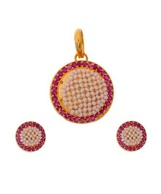 Traditional Rajasthani Pearl Beautiful Delicate Pendant Set 1