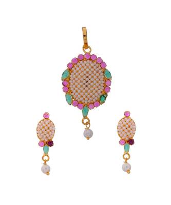 Traditional Rajasthani Pearl Beautiful Delicate Pendant Set 1