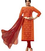 Orange Embroidered Art Silk Blend Salwar