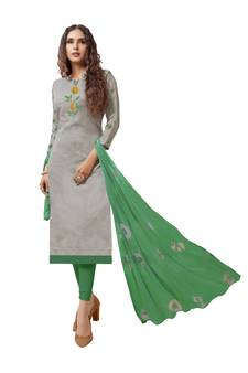 Grey Embroidered Art Silk Blend Salwar