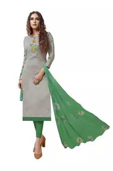 Grey Embroidered Art Silk Blend Salwar