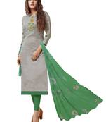 Grey Embroidered Art Silk Blend Salwar