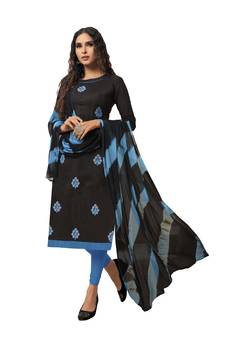 Black Embroidered Art Silk Blend Salwar
