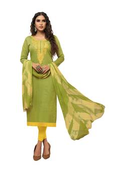 Light-Green Embroidered Silk Blend Salwar