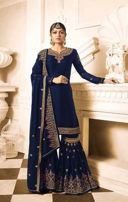 Blue embroidered faux georgette salwar 1
