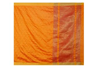 Orange woven cotton silk saree with blouse 5