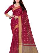 Magenta woven cotton silk saree with blouse