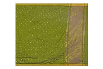 Olive woven cotton silk saree with blouse 5