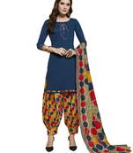 Navy-blue printed cotton salwar