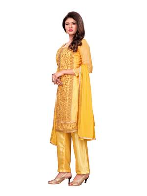 Yellow Embroidered Chanderi Silk Salwar 2