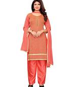 Peach Embroidered Chanderi Silk Salwar