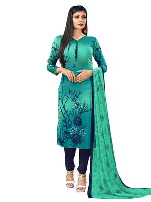 Turquoise Printed Crepe Salwar 1