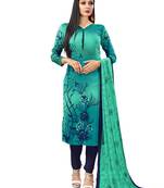 Turquoise Printed Crepe Salwar
