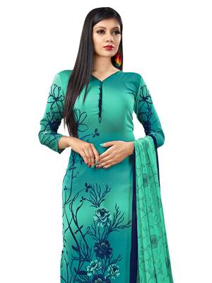 Turquoise Printed Crepe Salwar 2