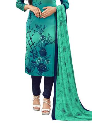 Turquoise Printed Crepe Salwar 3