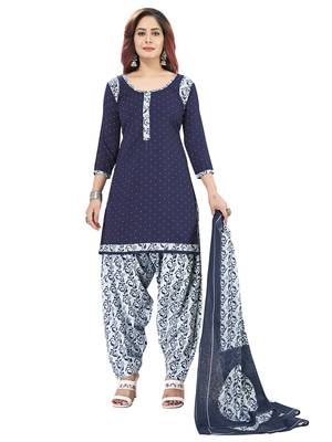 Navy-Blue Printed Crepe Salwar 1