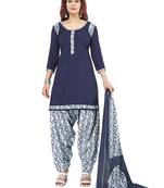 Navy-Blue Printed Crepe Salwar