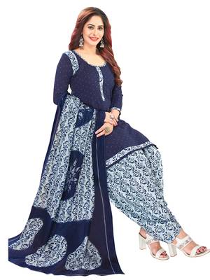 Navy-Blue Printed Crepe Salwar 2