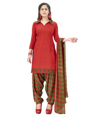 Red Printed Crepe Salwar 1