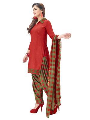 Red Printed Crepe Salwar 3