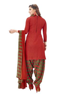 Red Printed Crepe Salwar 4