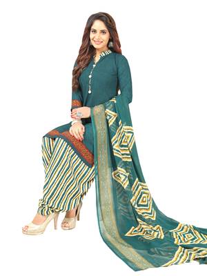 Turquoise printed crepe salwar 2