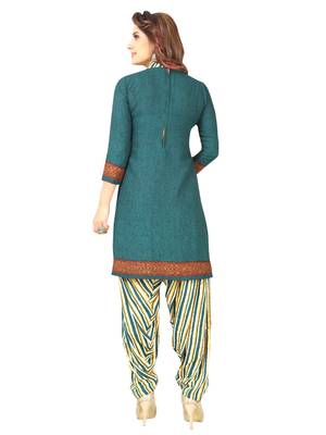 Turquoise printed crepe salwar 3