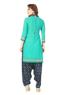 Turquoise Printed Crepe Salwar 2