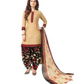 Beige Printed Crepe Salwar