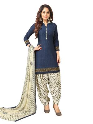Navy-blue printed crepe salwar 1