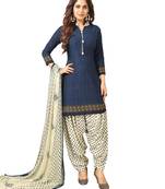 Navy-blue printed crepe salwar