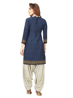 Navy-blue printed crepe salwar 2