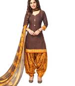 Brown Printed Crepe Salwar