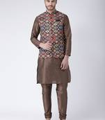 Multicolor Cotton 3Pcs Kurta Pajama Waistcoat