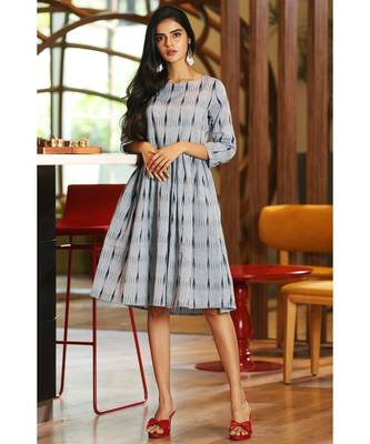 Bluish Grey Ikkat Dress 1