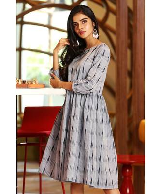 Bluish Grey Ikkat Dress 2