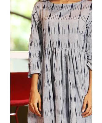 Bluish Grey Ikkat Dress 4
