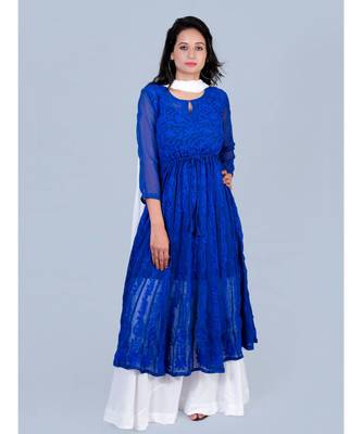 blue embroidered georgette kurtas-and-kurtis 1
