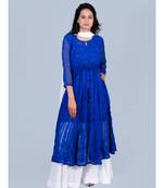 blue embroidered georgette kurtas-and-kurtis