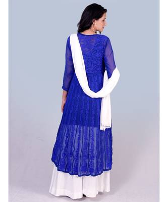 blue embroidered georgette kurtas-and-kurtis 4