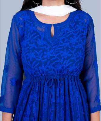 blue embroidered georgette kurtas-and-kurtis 5