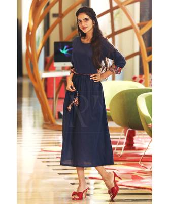 Navy Blue Printed Placket Dress 2