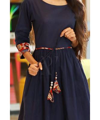 Navy Blue Printed Placket Dress 4