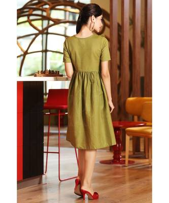 Olive Ruffle Yoke Printed Dress 3